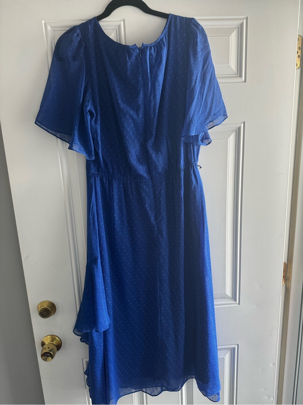 Maison Tara Royal Blue Midi Dress with Flutter Sleeves - Picture 3 of 8